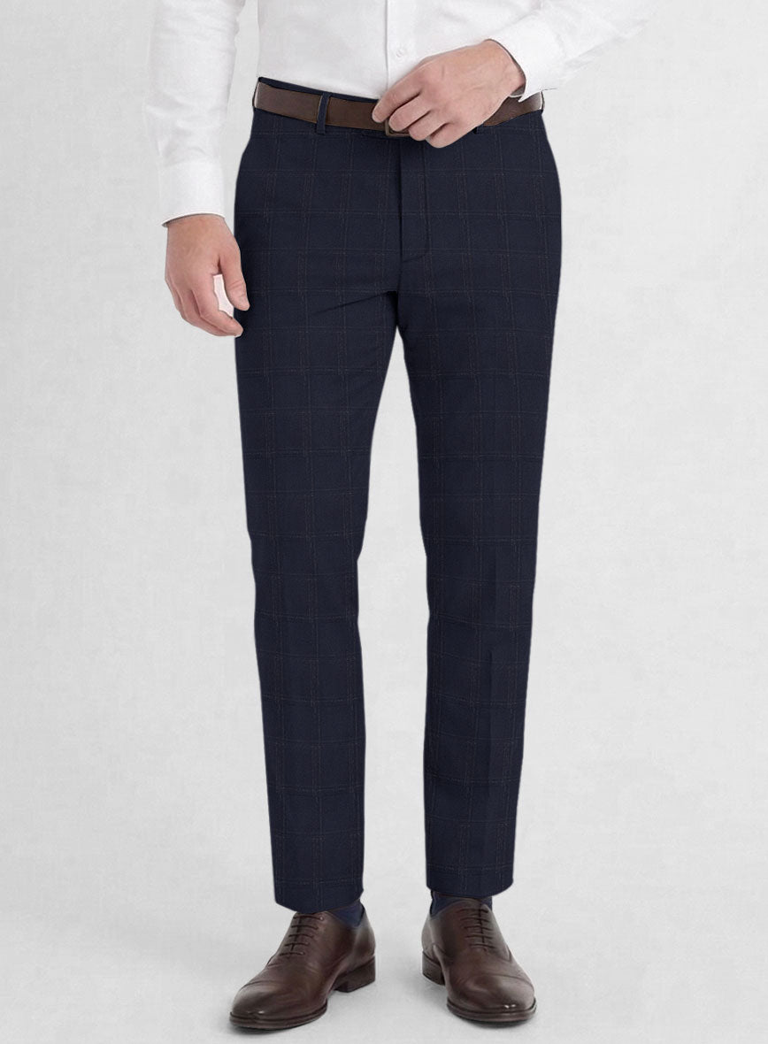 Reda Martes Blue Checks Wool Pants - StudioSuits