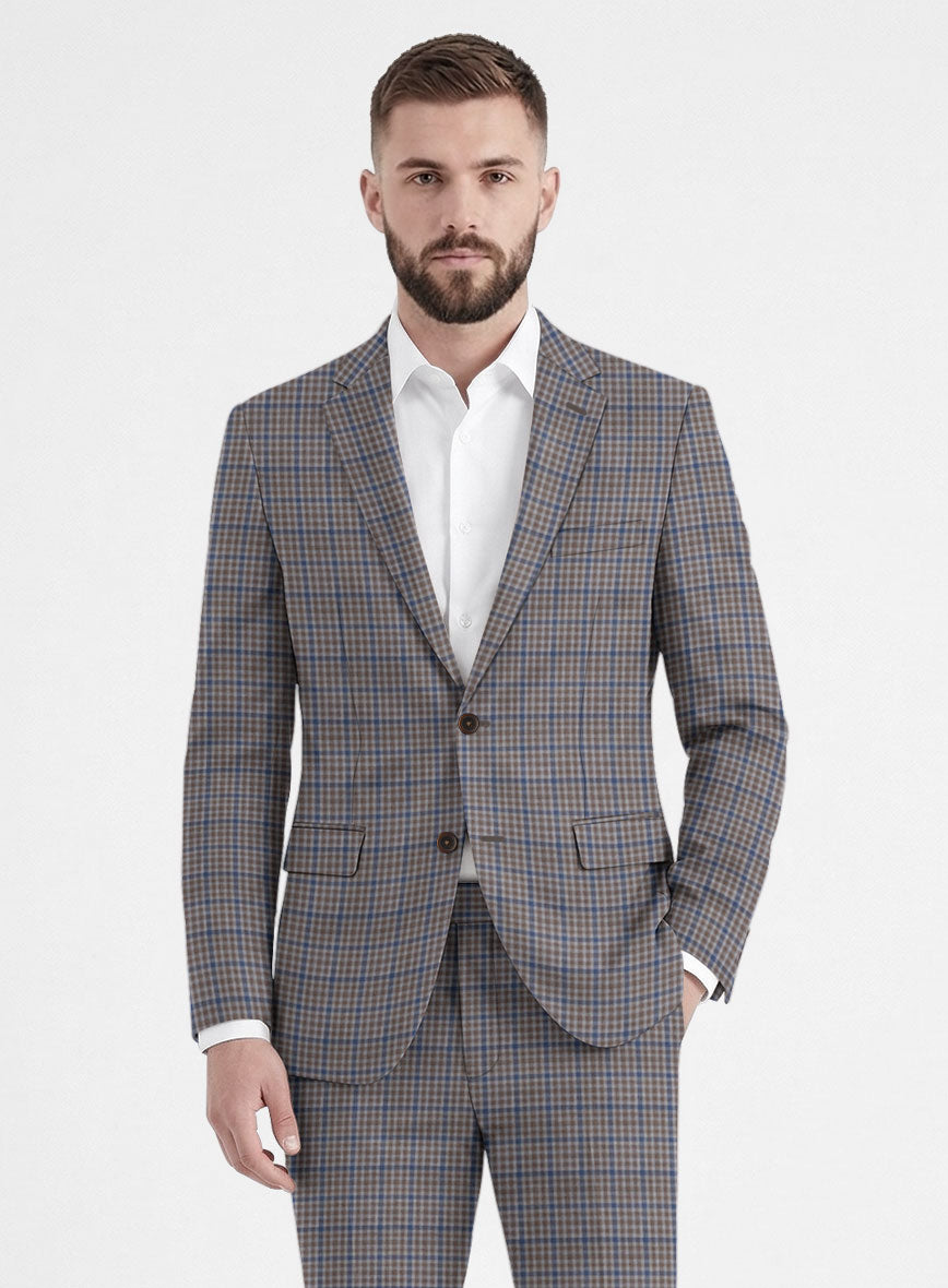Reda Matio Brown Checks Wool Jacket - StudioSuits