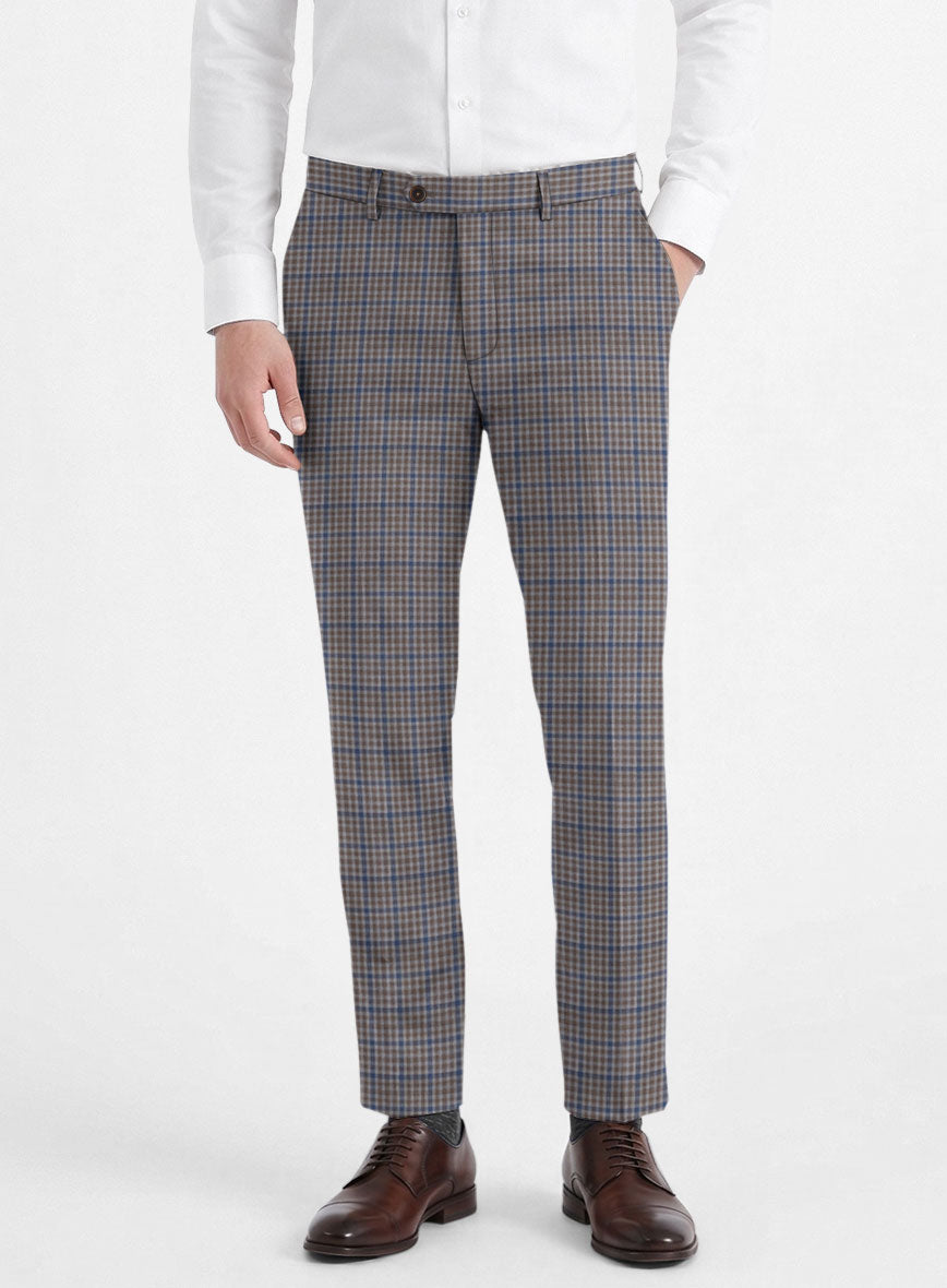 Reda Matio Brown Checks Wool Pants - StudioSuits