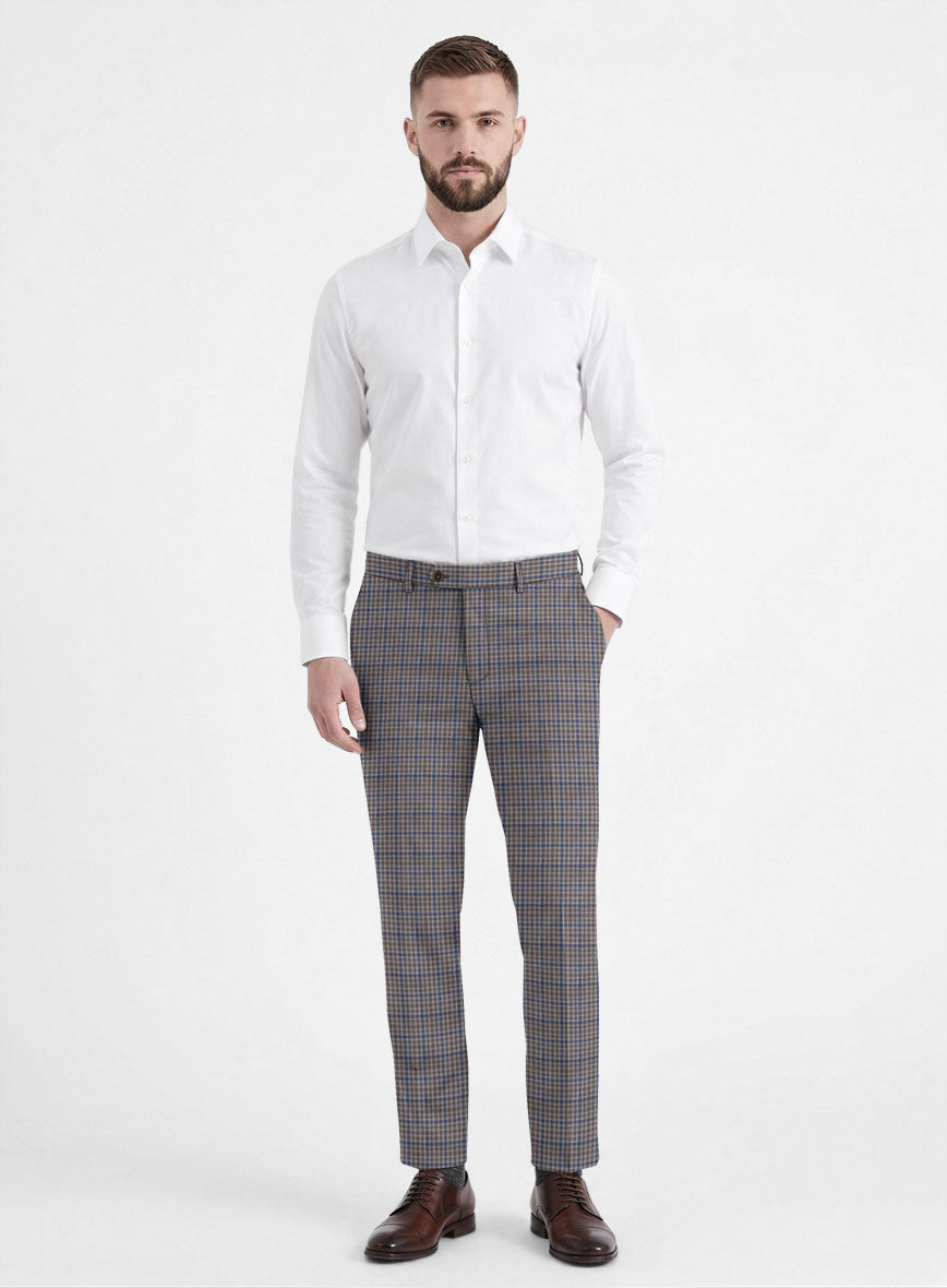 Reda Matio Brown Checks Wool Pants - StudioSuits