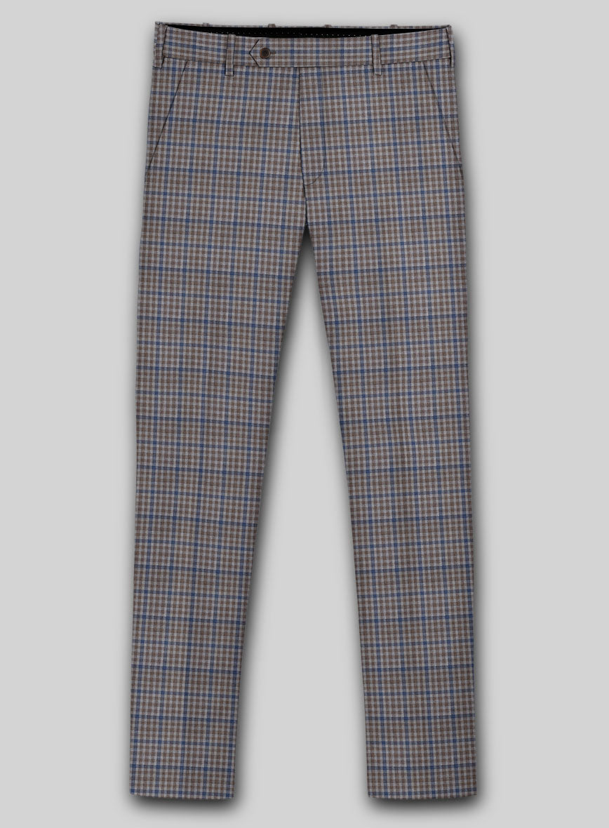 Reda Matio Brown Checks Wool Pants - StudioSuits