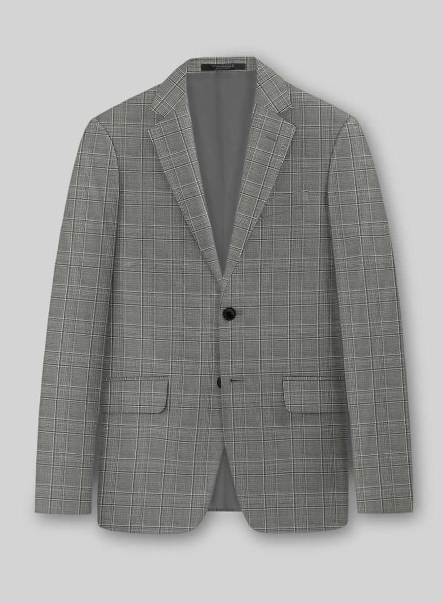Reda Mavlox Gray Checks Wool Jacket - StudioSuits