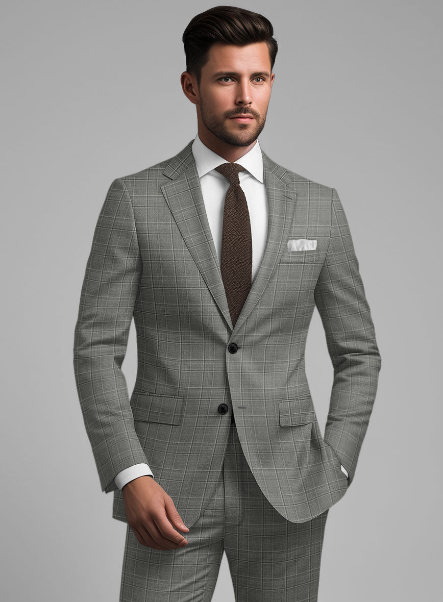 Reda Mavlox Gray Checks Wool Jacket - StudioSuits
