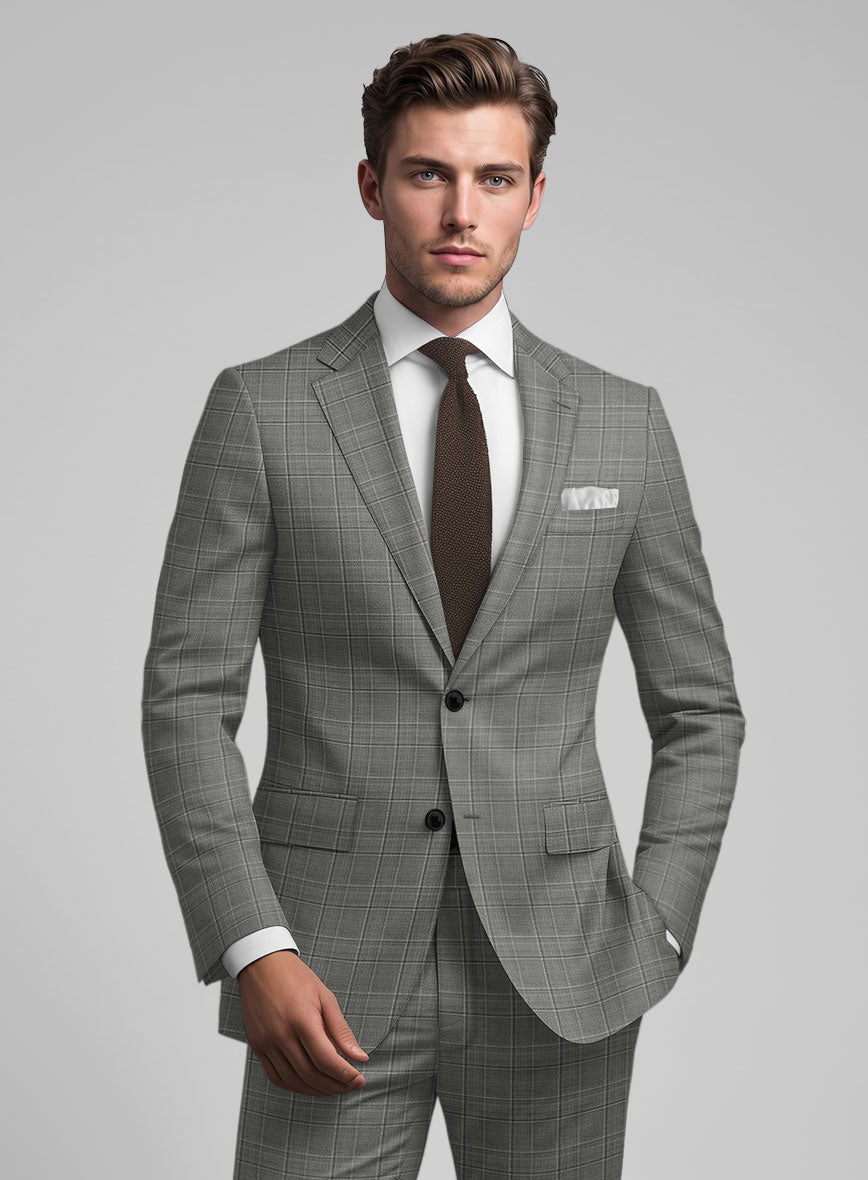 Reda Mavlox Gray Checks Wool Suit - StudioSuits