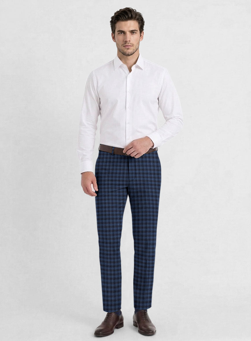 Reda Mid Blue Checks Wool Suit - StudioSuits