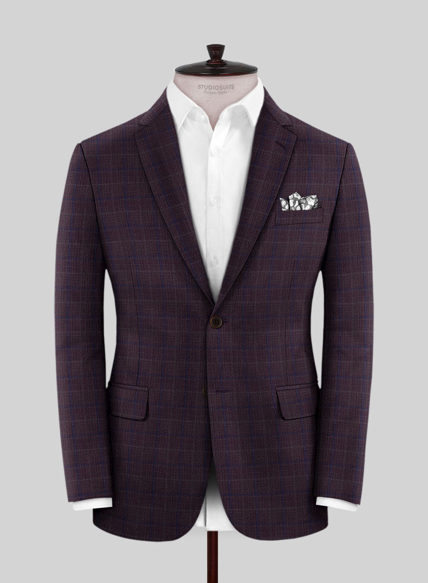 Reda Mulled Wine Checks Wool Jacket - StudioSuits