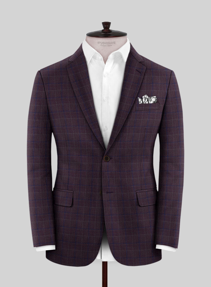 Reda Mulled Wine Checks Wool Suit - StudioSuits