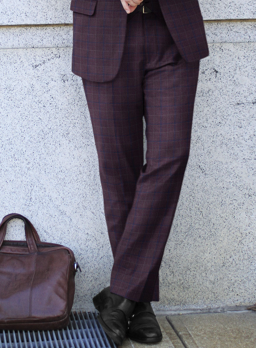 Reda Mulled Wine Checks Wool Suit - StudioSuits