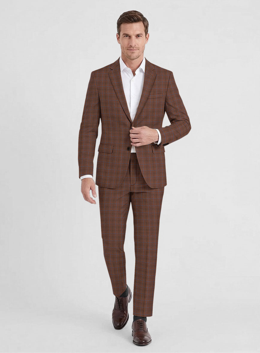 Reda Nutmeg Brown Checks Wool Suit - StudioSuits