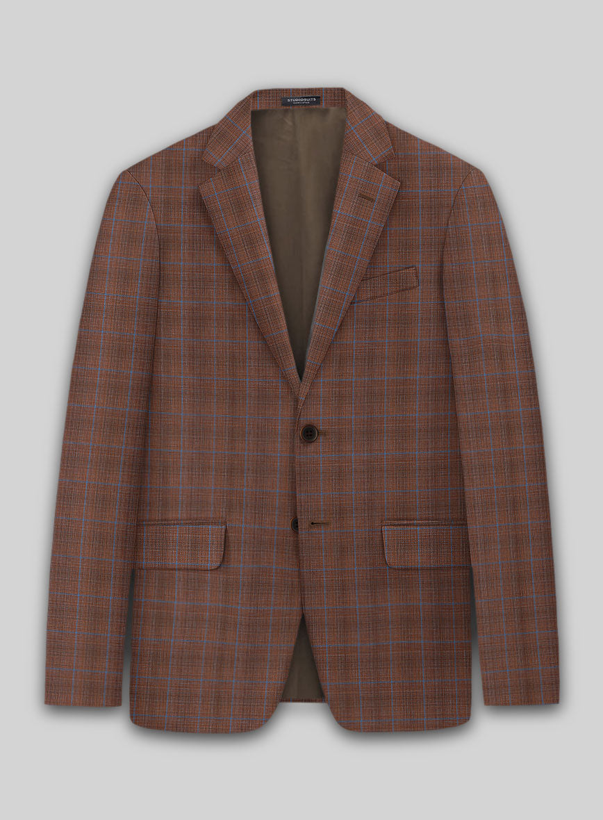 Reda Nutmeg Brown Checks Wool Jacket - StudioSuits