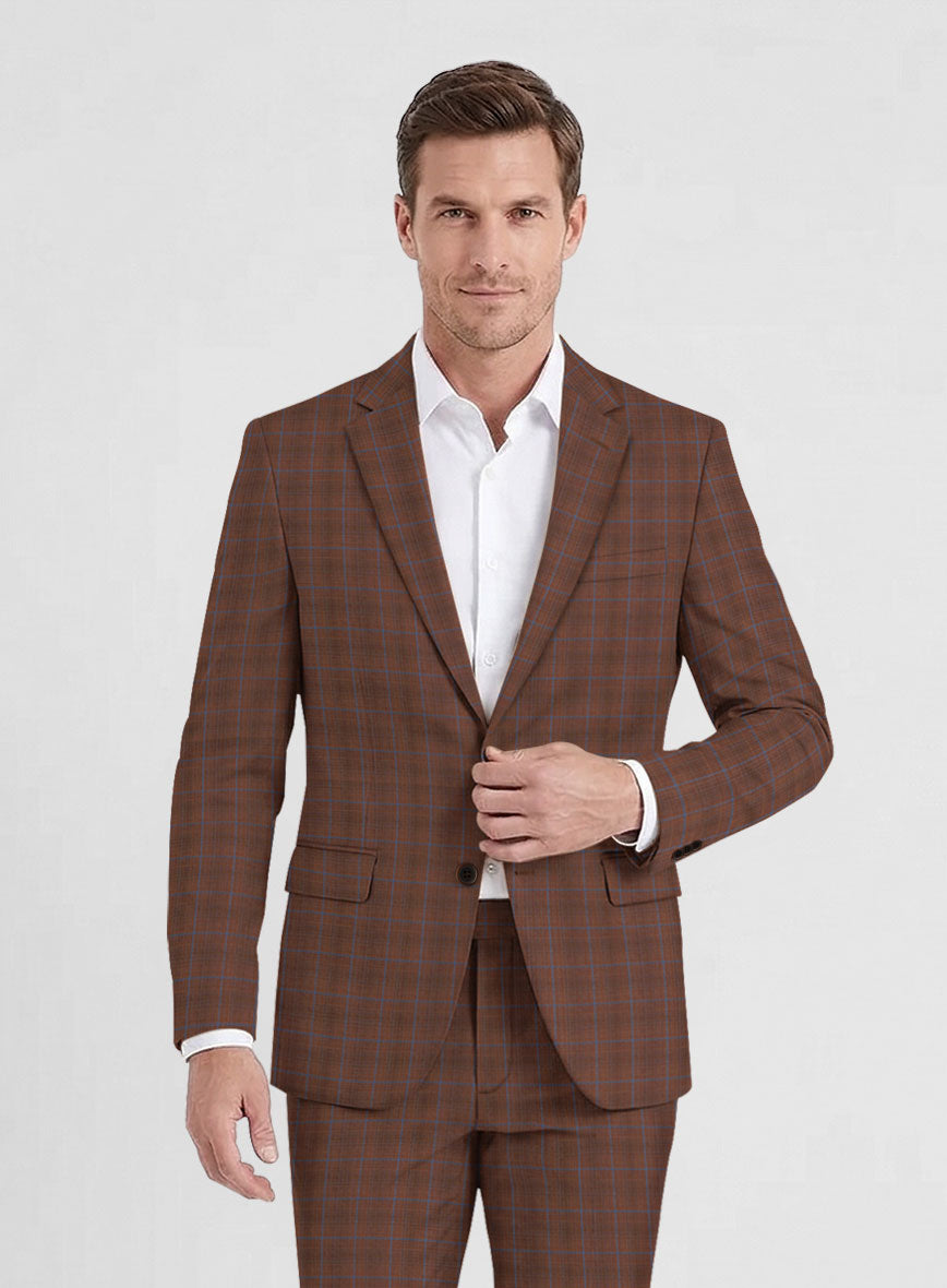 Reda Nutmeg Brown Checks Wool Jacket - StudioSuits