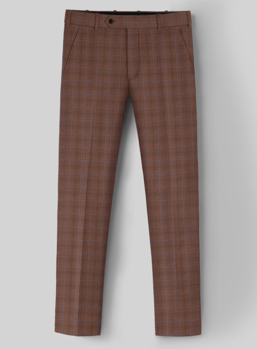Reda Nutmeg Brown Checks Wool Pants – StudioSuits