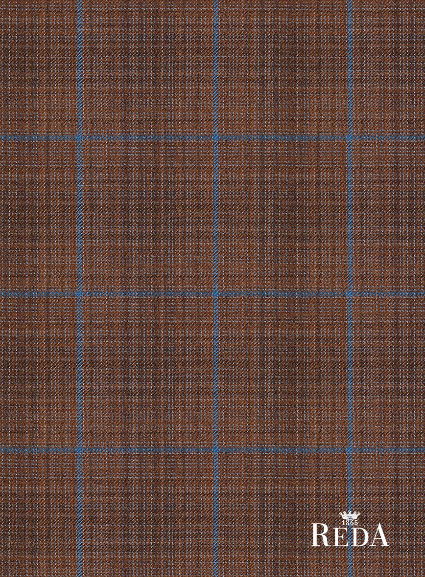 Reda Nutmeg Brown Checks Wool Pants - StudioSuits
