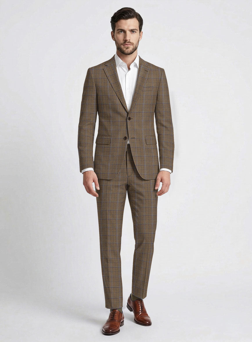 Reda Otter Brown Checks Wool Suit - StudioSuits
