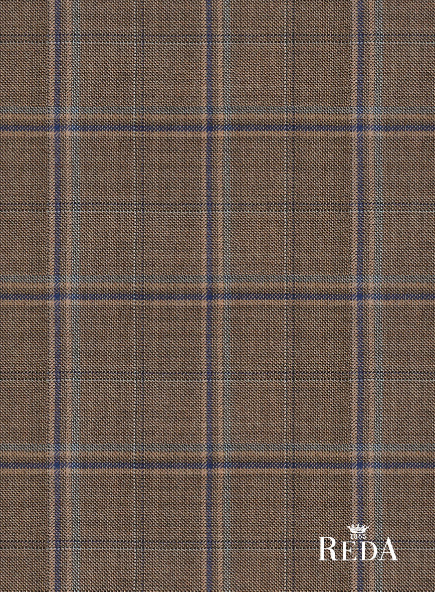 Reda Otter Brown Checks Wool Pants - StudioSuits