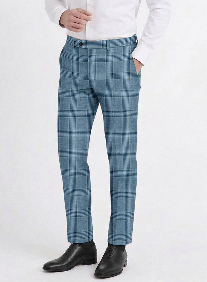 Reda Pacific Blue Checks Wool Suit - StudioSuits