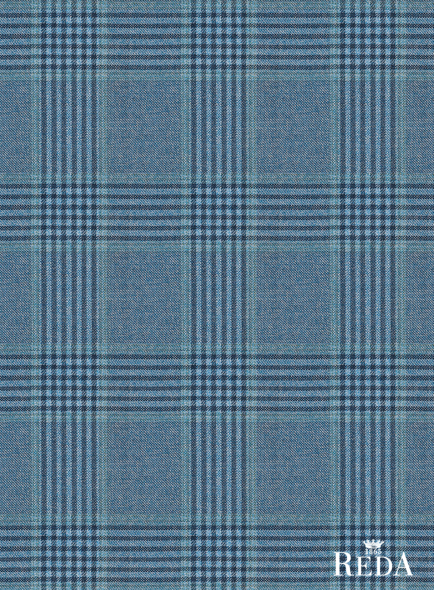 Reda Pacific Blue Checks Wool Suit - StudioSuits