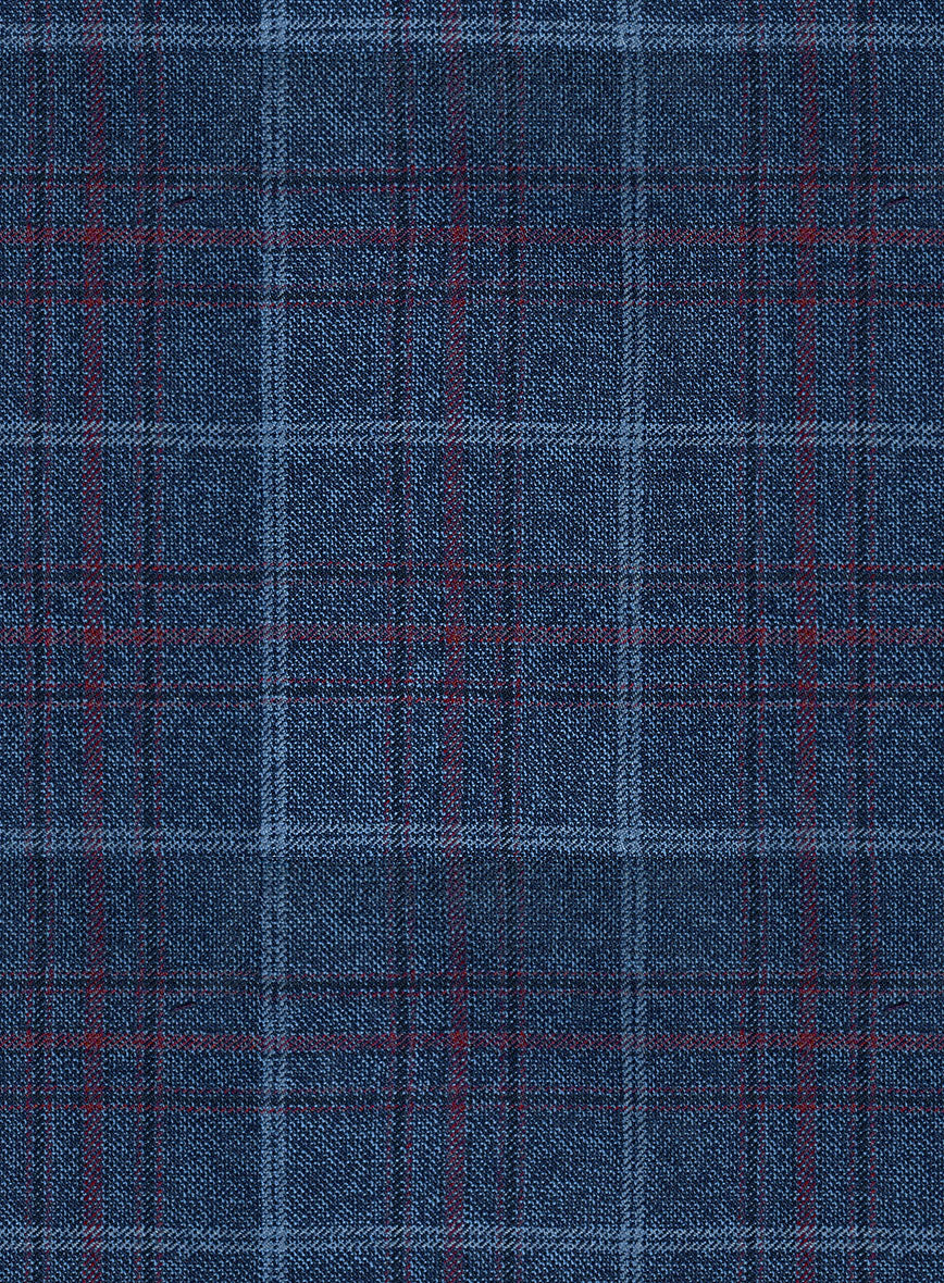Reda Plume Blue Checks Wool Jacket - StudioSuits