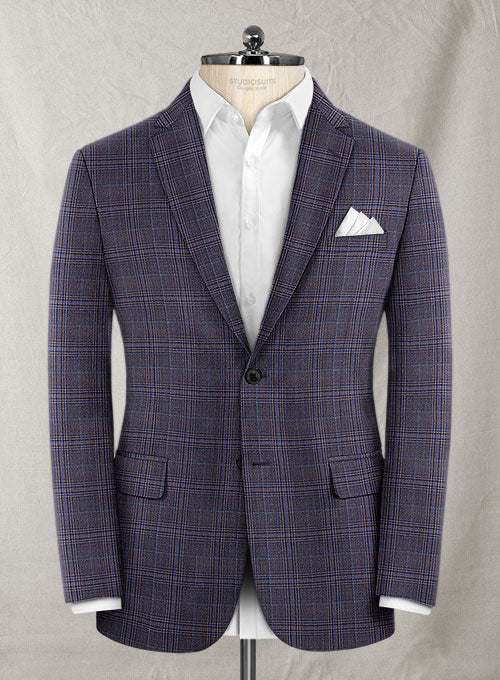 Reda Purple Checks Wool Pants - StudioSuits