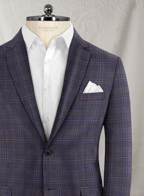 Reda Purple Checks Wool Pants - StudioSuits