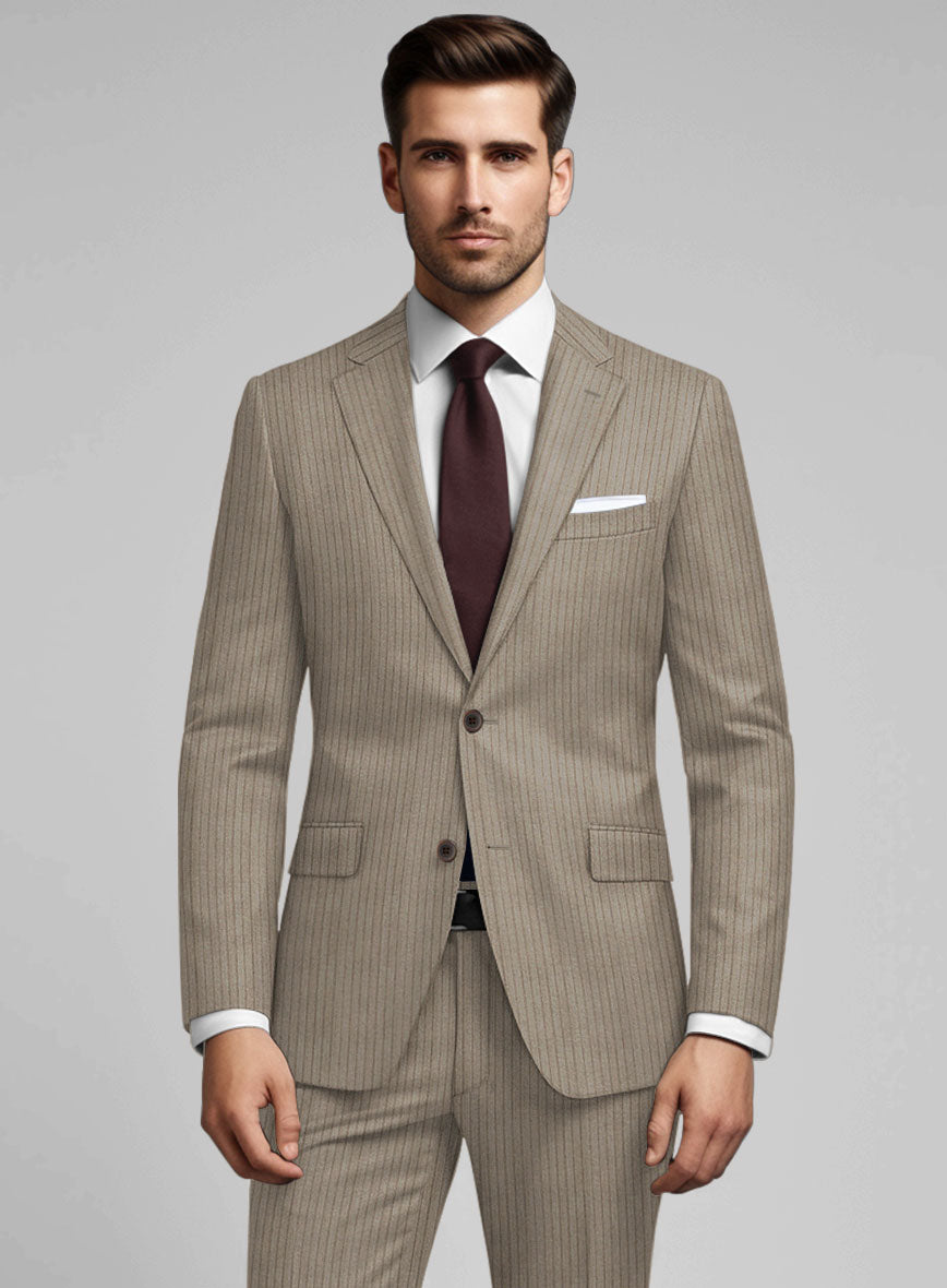 Reda Tibaro Brown Stripe Wool Jacket - StudioSuits