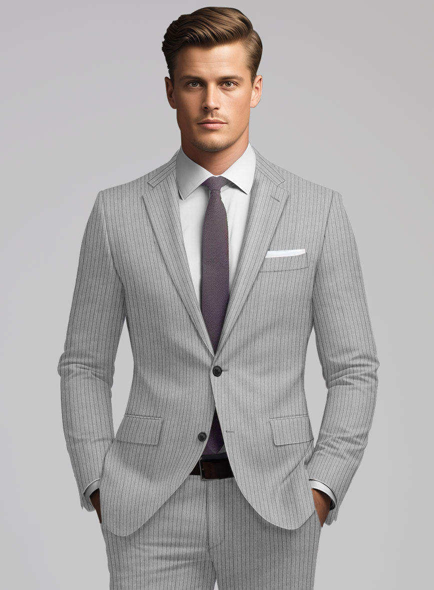 Reda Tibaro Gray Stripe Wool Jacket - StudioSuits