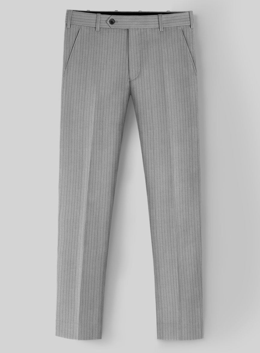 Reda Tibaro Gray Stripe Wool Pants - StudioSuits