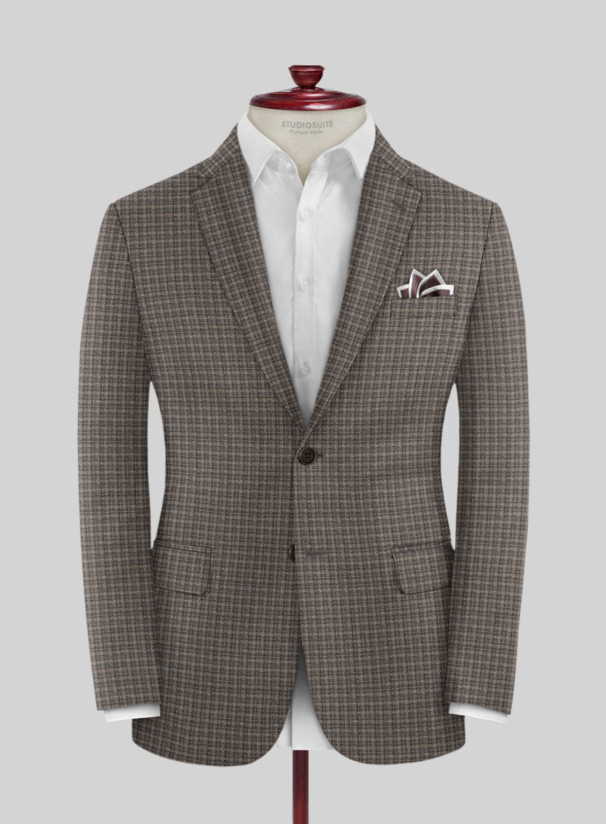 Reda Toli Brown Checks Wool Jacket - StudioSuits