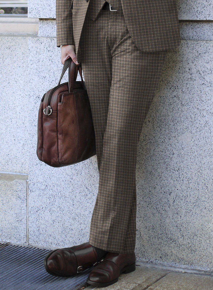 Reda Toli Brown Checks Wool Pants - StudioSuits