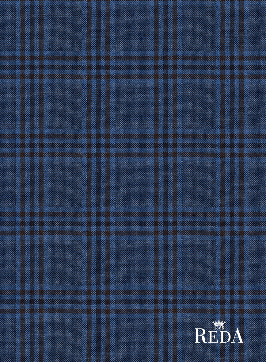 Reda Tory Blue Checks Wool Pants - StudioSuits