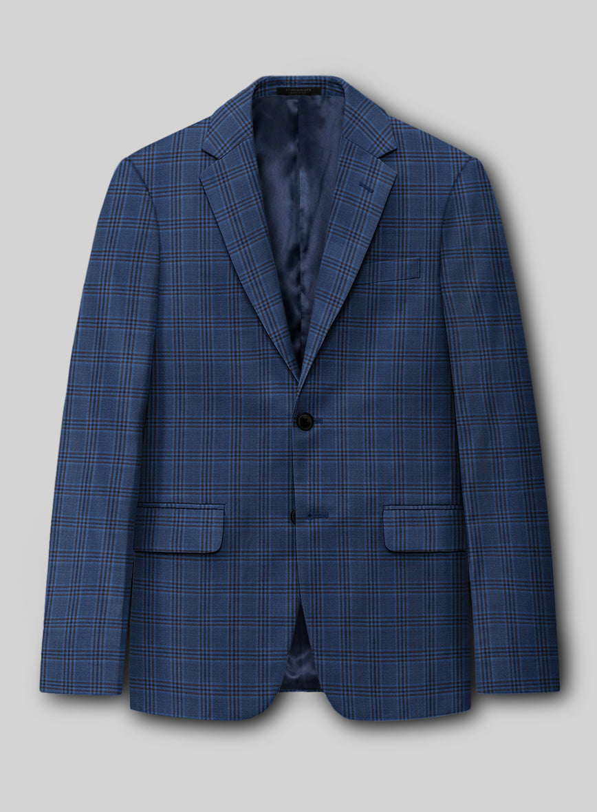Reda Tory Blue Checks Wool Jacket - StudioSuits