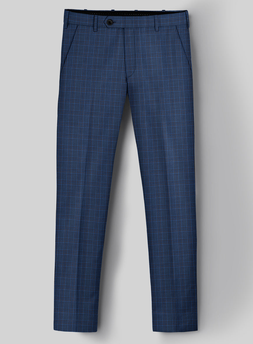 Reda Tory Blue Checks Wool Pants - StudioSuits