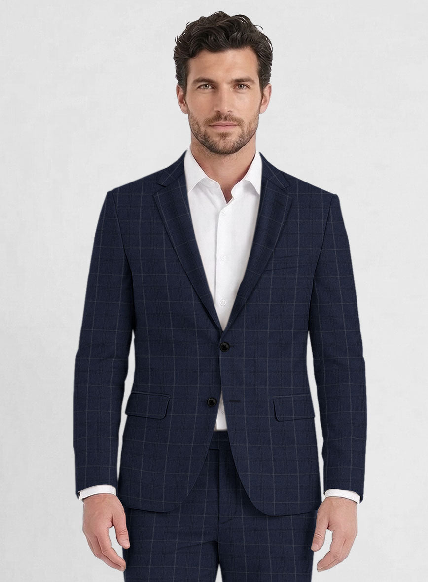 Reda Trivon Blue Checks Wool Jacket - StudioSuits