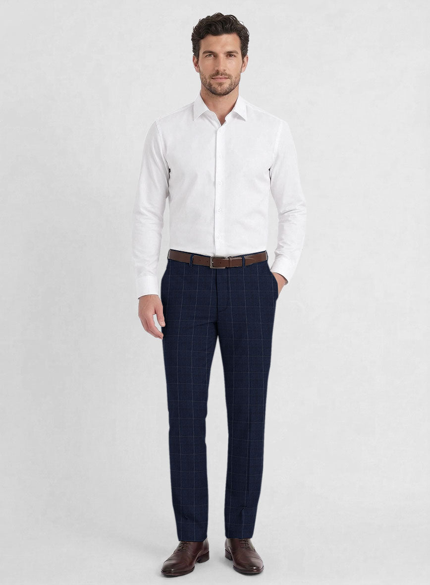 Reda Trivon Blue Checks Wool Pants - StudioSuits