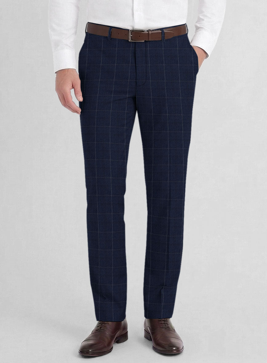 Reda Trivon Blue Checks Wool Pants - StudioSuits