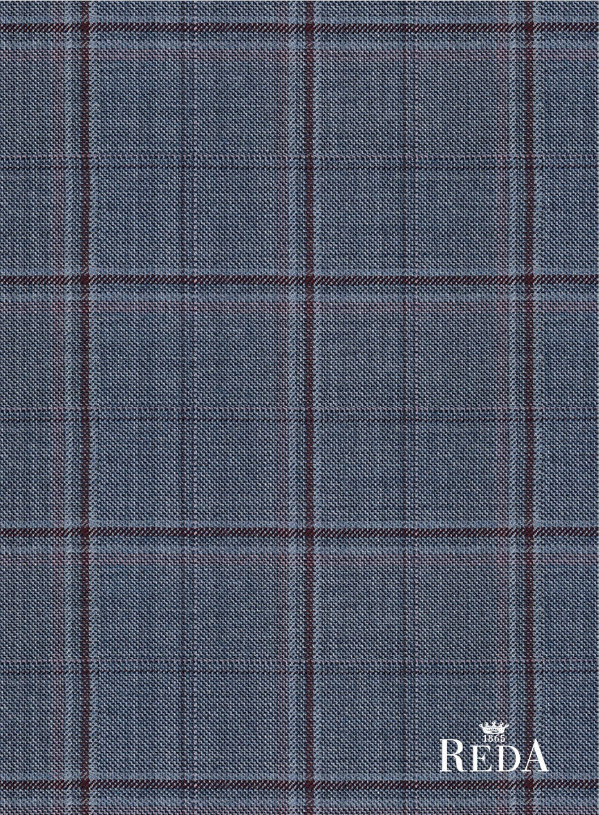 Reda Tropical Blue Checks Wool Pants - StudioSuits