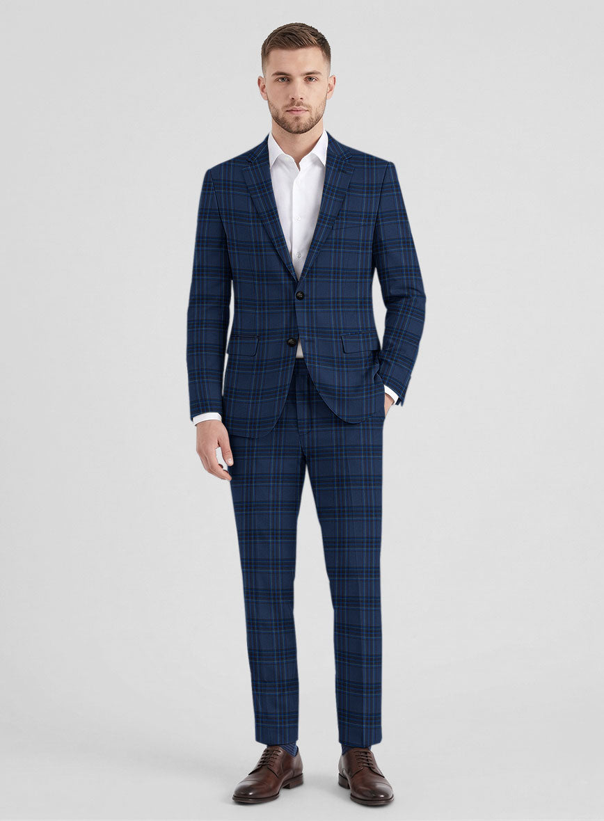 Reda Vale Blue Checks Wool Suit - StudioSuits