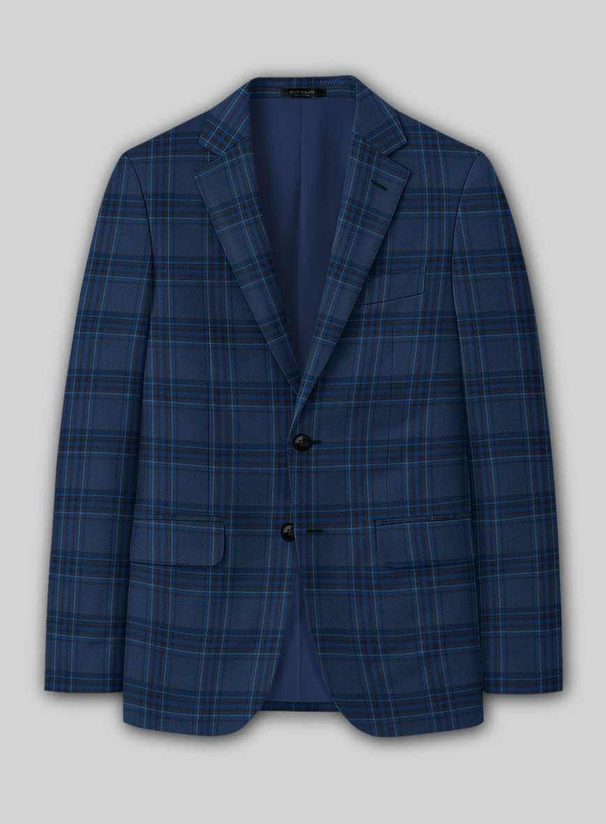 Reda Vale Blue Checks Wool Jacket - StudioSuits