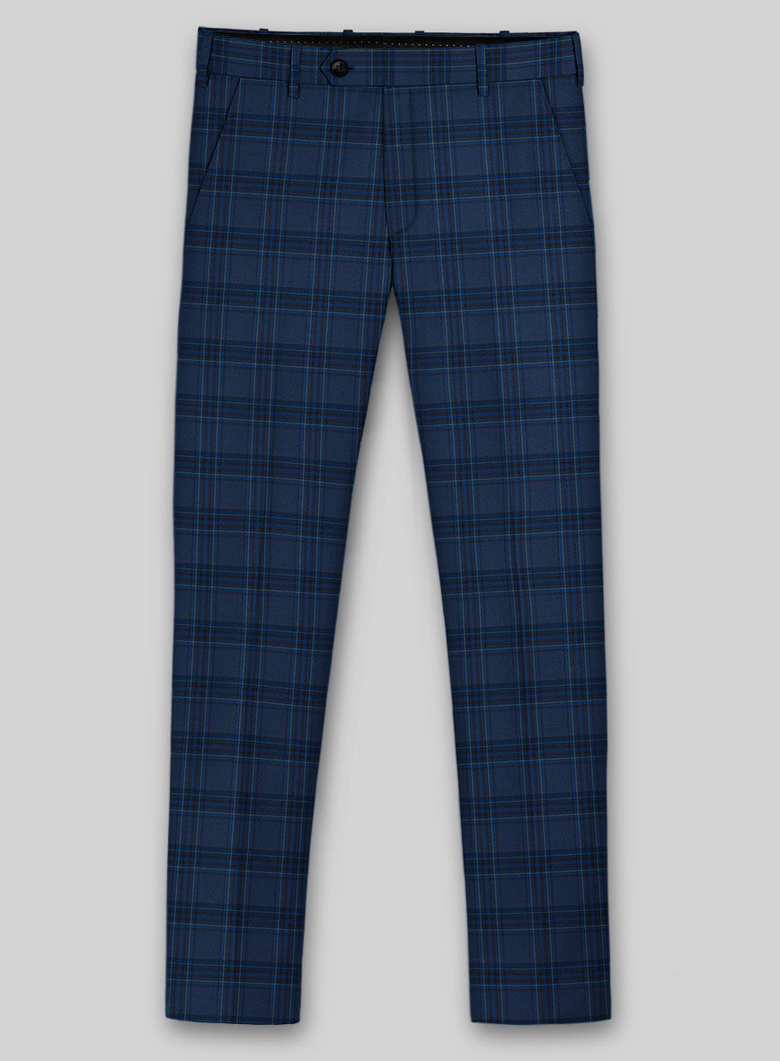Reda Vale Blue Checks Wool Pants - StudioSuits