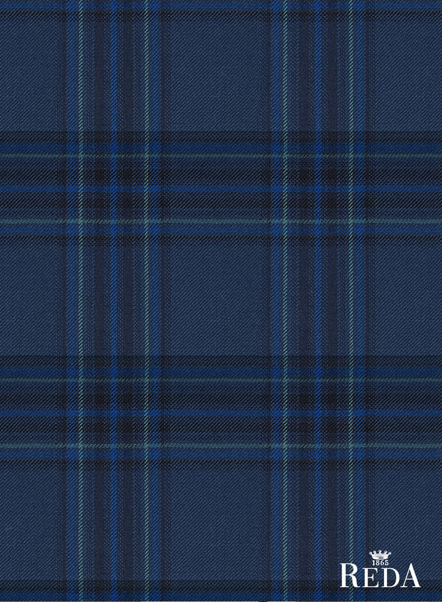 Reda Vale Blue Checks Wool Pants - StudioSuits