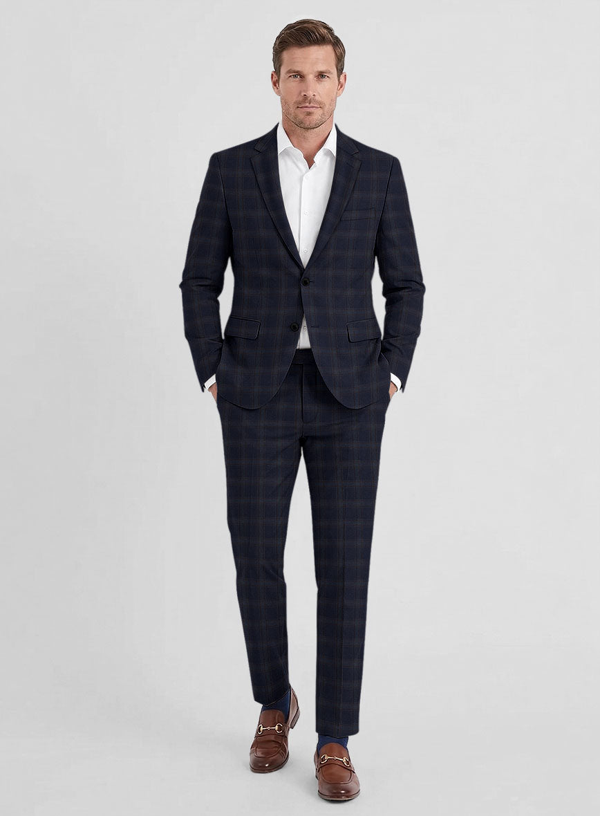 Reda Vidla Dark Blue Checks Wool Suit - StudioSuits