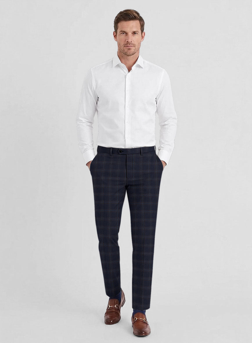 Reda Vidla Dark Blue Checks Wool Suit - StudioSuits