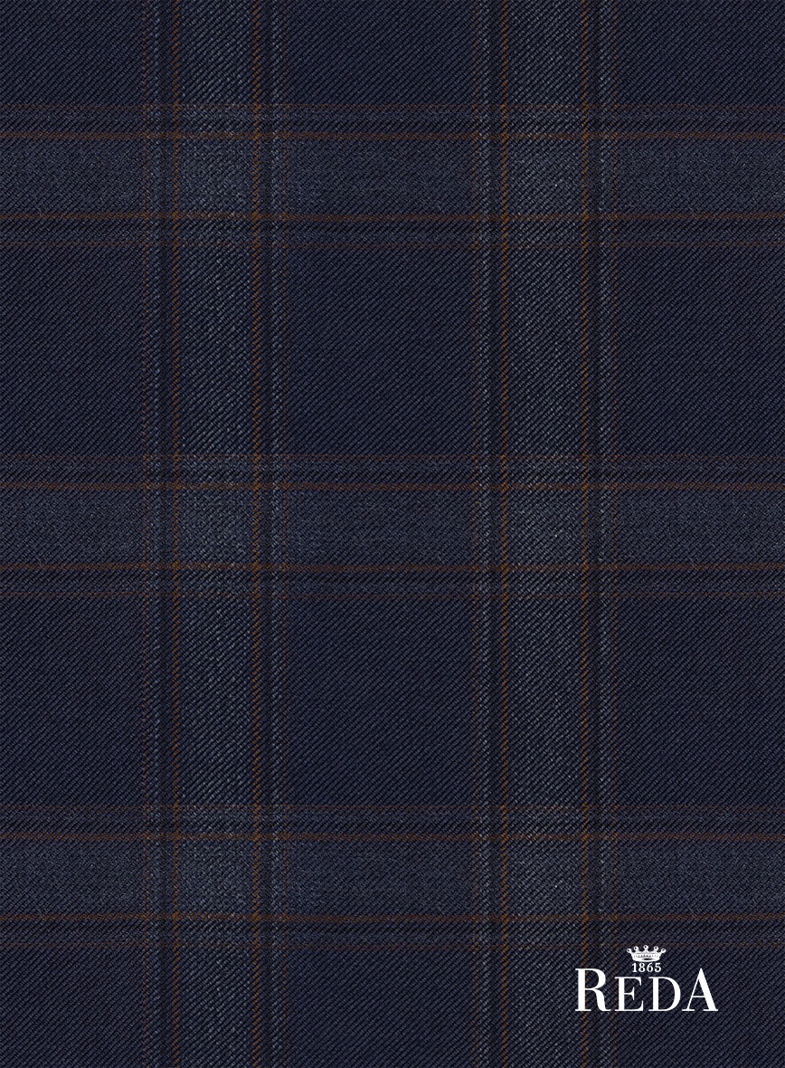 Reda Vidla Dark Blue Checks Wool Jacket - StudioSuits