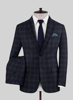 Reda Vidla Dark Blue Checks Wool Suit - StudioSuits
