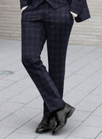 Reda Vidla Dark Blue Checks Wool Suit - StudioSuits