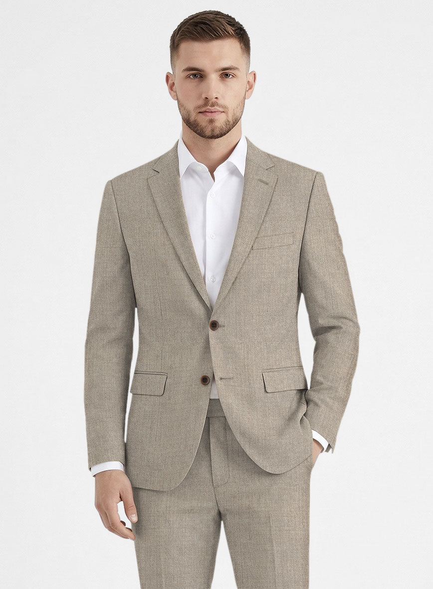 Reda Worsted Beige Pure Wool Jacket - StudioSuits