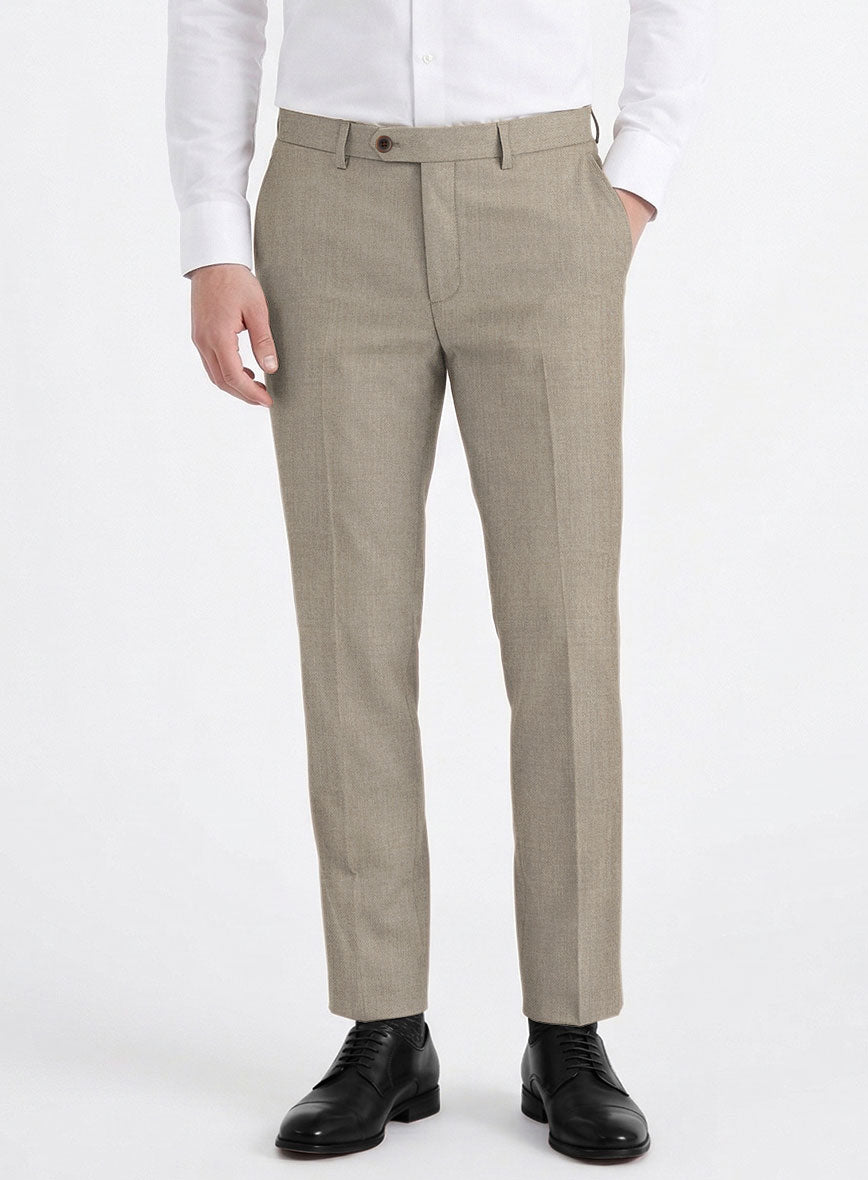 Reda Worsted Beige Pure Wool Pants - StudioSuits