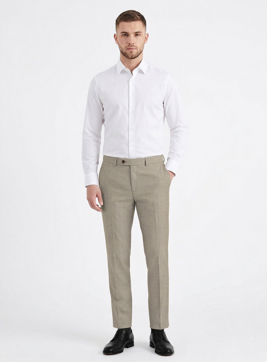 Reda Worsted Beige Pure Wool Pants - StudioSuits