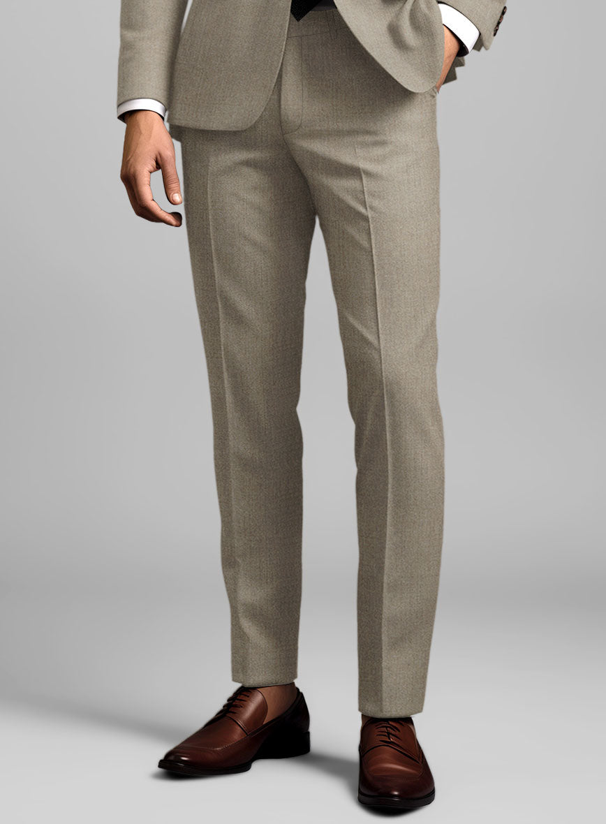 Reda Worsted Beige Pure Wool Pants - StudioSuits