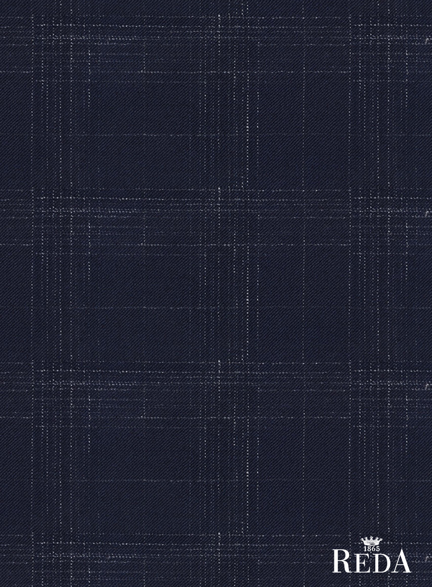 Reda Xime Blue Checks Wool Pants - StudioSuits